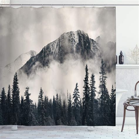 Ambesonne National Parks Shower Curtain Canadian Smokey
