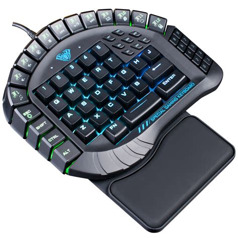 Aula Blue Switch Rgb One Handed Mechanical Gaming Keyboard With Wrist