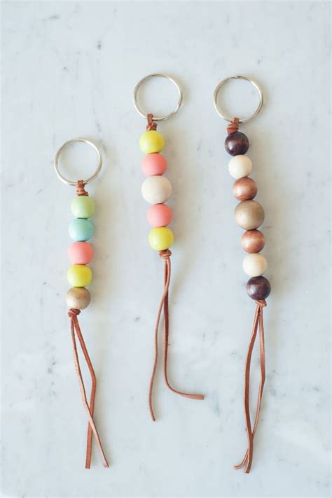 Diy Wooden Bead Keychain Crafts Diy Diy Keychain Wooden Diy