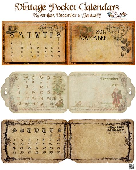 Glendas World Vintage Three Months Folding Pocket Calendars
