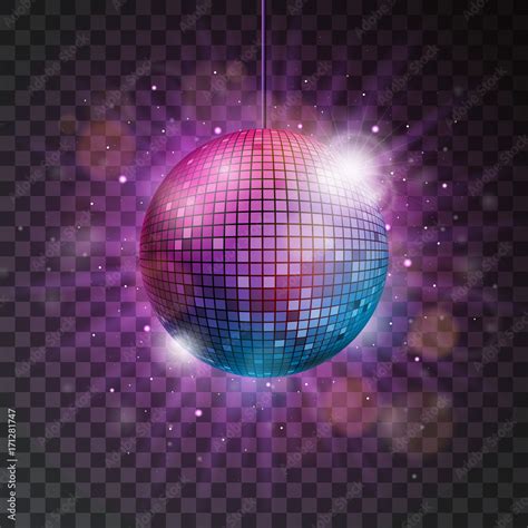 Vector Shiny Disco Ball Illustration On A Transparent Background Stock