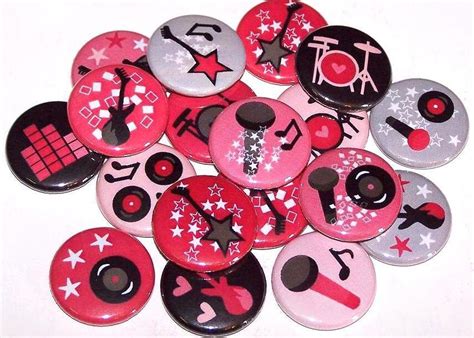 Rock Star Pink Set Of 10 Buttons 1 Inch Pin Back Buttons Etsy