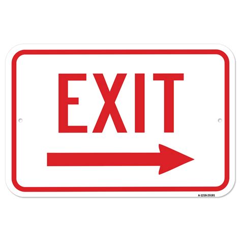 Enter Exit Signs Exit With Right Arrow Sign 12 X 18 Heavy Gauge