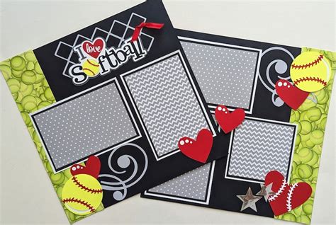 Softball Scrapbook Pages Scrapbook Layout Travel Junior Etsy