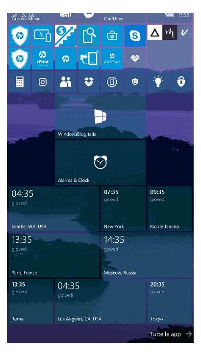 Orologio Windows Mobile Tile Start Screen Aggiungere