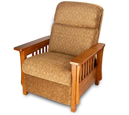 Here, we have an extensive collection of solid wood arm chairs online upholstered in floral or cotton fabric. Mission Style Upholstered Recliner with Wooden Arms — QVC.com