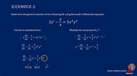Differential Equations 4c Bernoullis Differential Equation Youtube