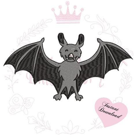 Halloween Embroidery Cute Bat Machine Embroidery Design Etsy