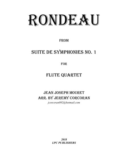 Rondeau For Flute Quartet Arr Jeremy Corcoran Sheet Music Jean