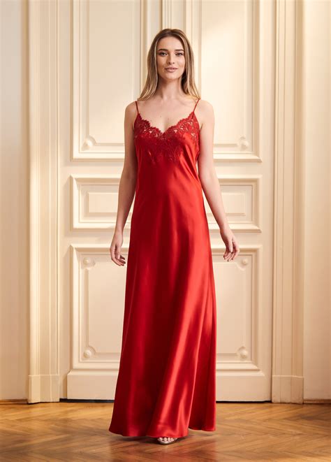 Cybele Red Silk Nightdress Il Volo Gioia Di Vivere