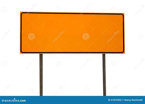 Orange Blank Rectangle Road Sign Isolated On White Stock Photo Image