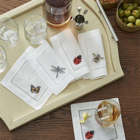 sferra insetti embroidered cocktail napkins