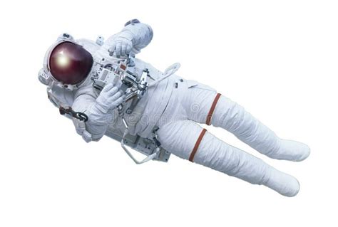 The Astronaut With The Device In Hands Isolated On A White Background