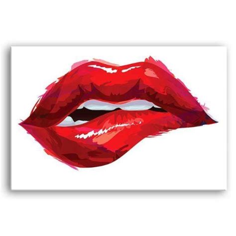 Shop Sexy Biting Red Lips Canvas Wall Art Online