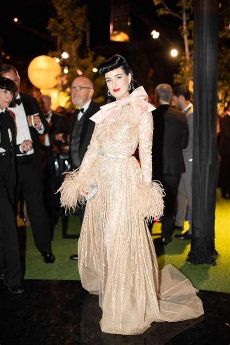 The dress is made from 17 pieces made from compressed nylon. Dita Von Teese Wore a Gold Elie Saab Gown With Feathered ...
