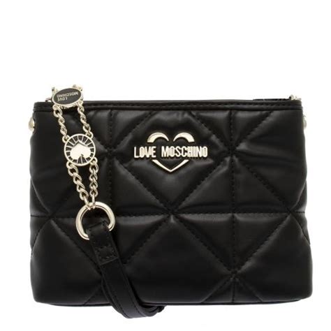 Love Moschino Womens Black Quilted Pouch Crossbody Bag Hurleys