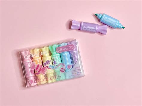 Pastel Sweet Highlighter Set Kawaii Stationery Coral And Ink