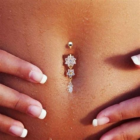 Body Jewelry Beauty Crystal Flower Dangle Bar Body Piercing Jewelry