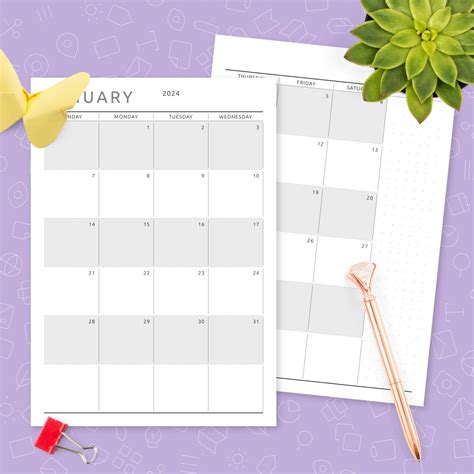 Minimalist Monthly Calendar Template Printable Pdf