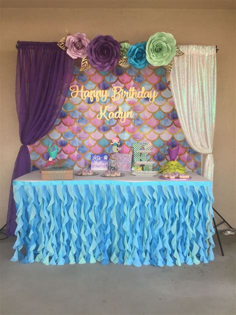 Custom Backdrop Mermaid Theme Birthday Party Mermaid Theme Birthday Mermaid Birthday Party