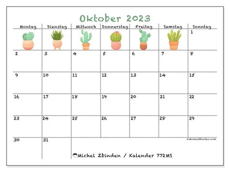 Kalender Oktober 2023 Til Print “502ms” Michel Zbinden Da