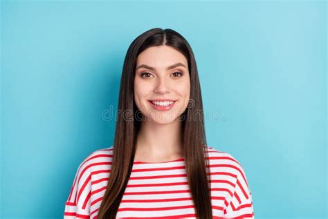 Portrait Of Attractive Cheerful Long Haired Girl Freelancer Wearing