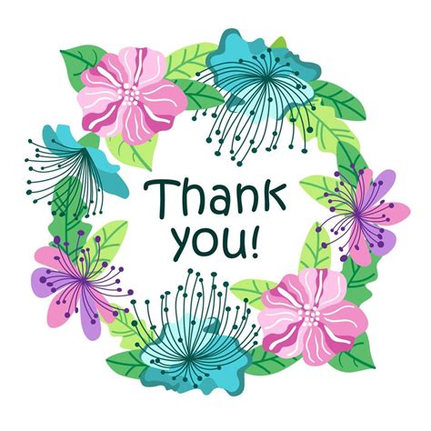 Thank You Greeting Card With Flower Ornament A Flyer With A Wreath Of