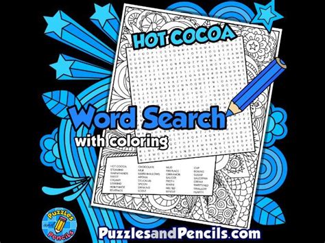 Hot Cocoa Word Search Puzzle Activity Page With Colouring Winter Teaching Resources