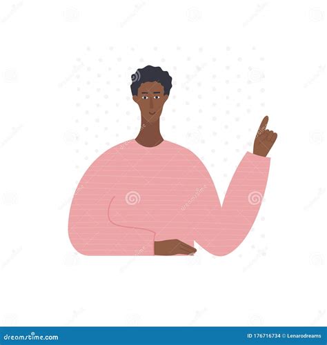 Young Man Character Pointing Finger Illustration Stock Illustration