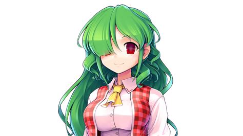 2560x1440 Resolution Green Haired Female Anime Character Touhou