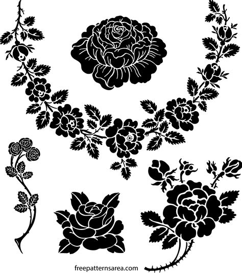 Download Rose Silhouette Vector Stencil Art Designs | FreePatternsArea