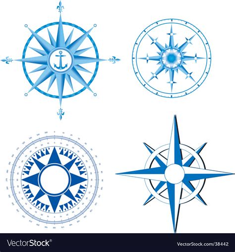 Wind Rose Nautical Compass Vector Image On Compass Vector Compass My
