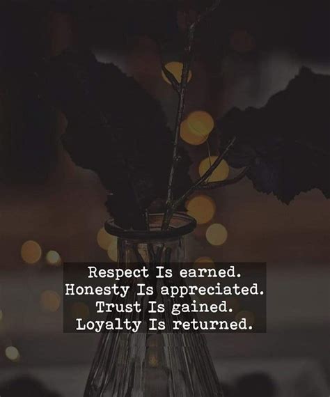 Respect Is Earned Honesty Is Appreciated Trust Is Gained Loyalty Is