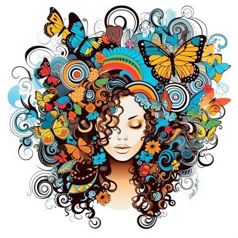 Premium Ai Image A Woman With Butterflies And Butterflies In Her Hair Generative Ai