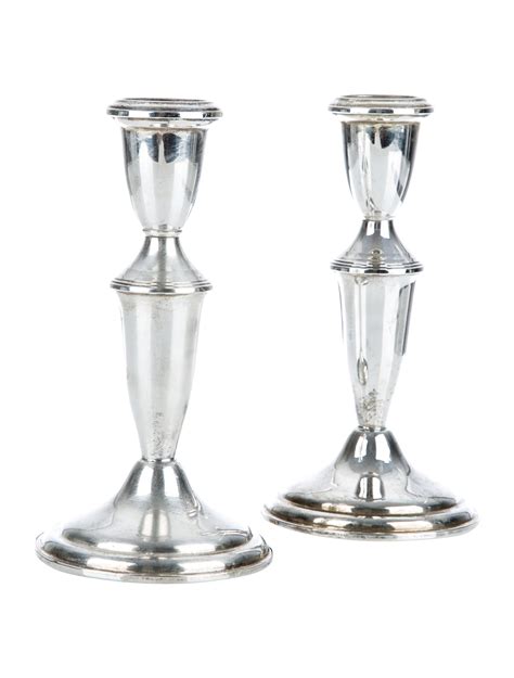 Sterling Silver Empire Silver Candle Holders Silver Sil20028 The