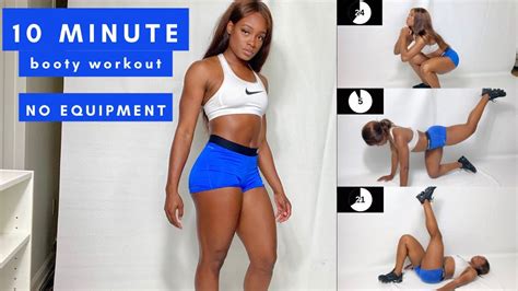 10 Minute Hiit Home Booty Workout No Equipment Glute Exercises Ericatv Youtube