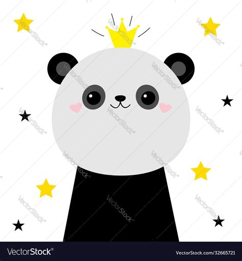 Panda Bear Face Head Icon Cute Kawaii Animal Vector Image