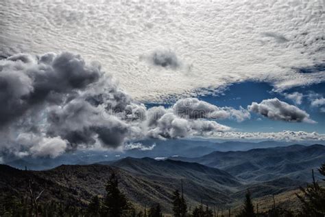 Cloudy Skies Over The Smoky Mountains Valleys Of North Carolina Stock