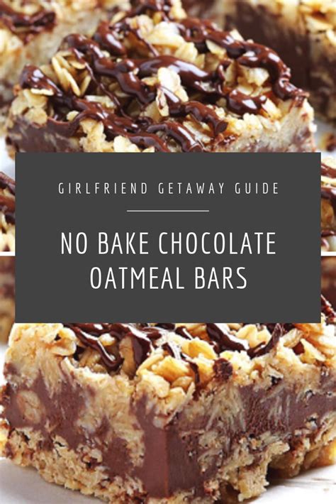 Crumble the remaining oatmeal cookie dough over the chocolate layer, then pop the bars into the oven to bake. No Bake Chocolate Oatmeal Bars | Chocolate oatmeal bars ...
