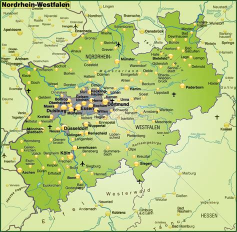 Karte Von Nordrhein Westfalen Als Übersichtskarte In Lizenzfreies
