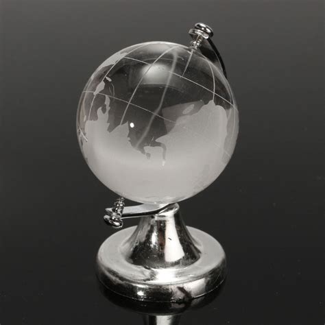 Crystal Glass Frosted World Globe Paperweight Desk Decoration Electronic Pro