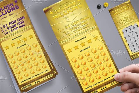 Lottery Ticket In Golden Style Lottery Lottery Tickets Ticket Design
