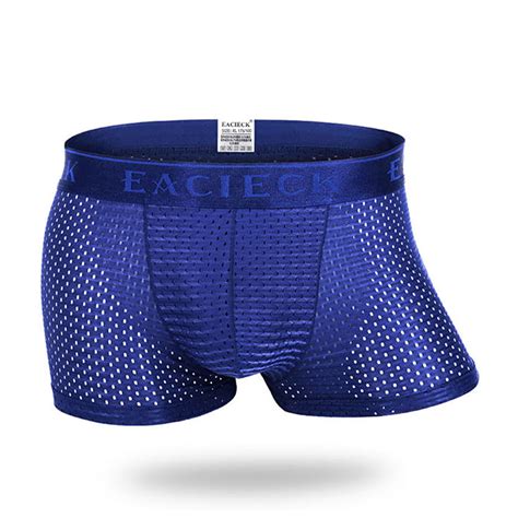 Mens Mesh Breathable Underwear Nylon Casual Thin Solid Color Boxers Cool Summer