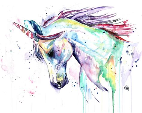 Unicorn Watercolor Print Unicorn Art Girls Room Fairy Art Unicorn