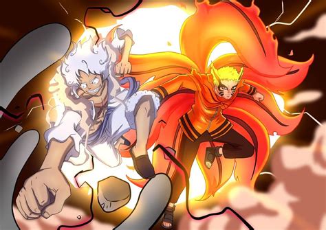 Luffy Gear 5 Y Naruto Baryon Mode Diseño De Personajes De Fantasía