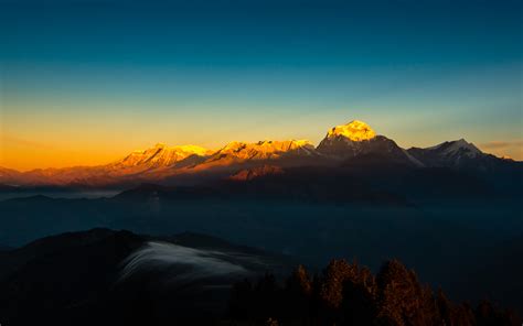 Download Mountain Golden Peaks Himalaya Mountains Range Sunset