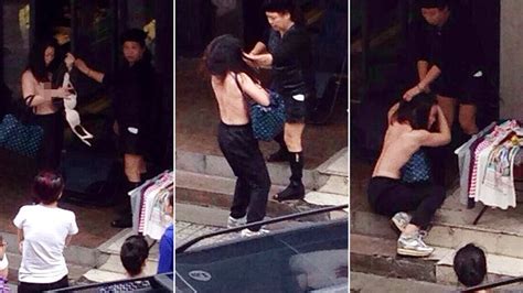 Toplifting Female Thief Left Topless After Being Caught Stealing By