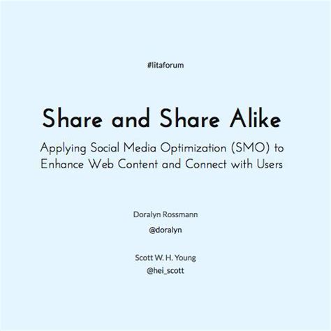 Share And Share Alike Applying Social Media Optimization Smo To