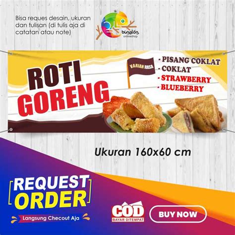 Size 160x60 Cm Spanduk Banner Roti Goreng Custom Desain Lazada Indonesia