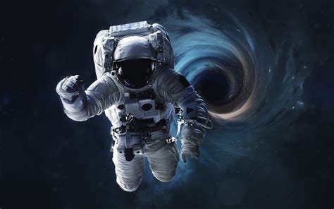 Illustration Of An Astronaut Floating In A Dark Sky With A Dark Blue
